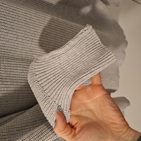 aerie Women's Light Gray Quarter-zip Super Cozy Cotton Sweater (Size M) - Picture 6 of 9